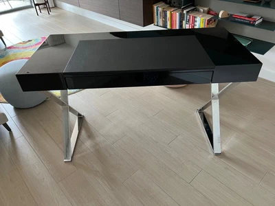 £40 • Buy Stylish Black Computer Table/ Writing Desk With 1 Drawer, Steel Legs, Solid Top 