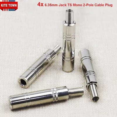 4Pce 1/4  Female Jack Mono TS Solder Audio Video 8mm Cable 6.35mm Connector • $10.44