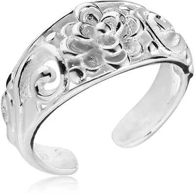 Sterling Silver Toe Ring Adjustable Size Flower • $13.99