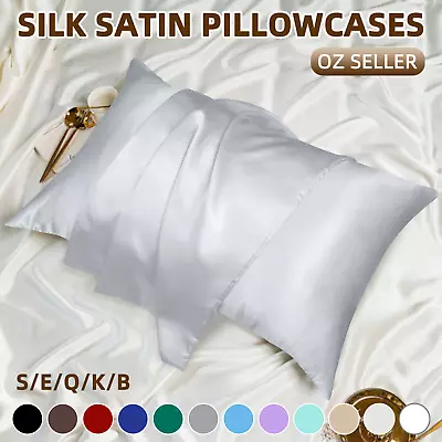 2 Pcs Luxurious Silk Satin Pillow Cases Comfort Soft Standard/Queen/King/Bodyx1 • $12.99