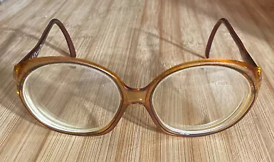 Christian Dior Eyeglasses Frame Brown 55-16 2048 Vintage 60s 70s Oversized Amber • $44