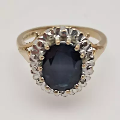 9ct Gold Ring Sapphire Diamond Gemstones UK Ring Size L 1/2 - 9ct Yellow Gold • $664.87