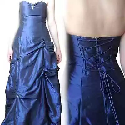 Vintage Iridescent Blue Corset Back Prom Dress • £53.08