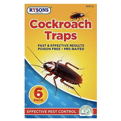 6pc Cockroach Glue Traps Pre-Baited Poison Free Crawling Insects Pest Control • £2.52