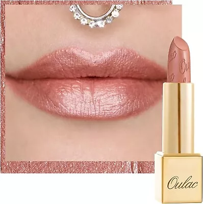 OULAC Metallic Shine Glitter Lipstick Nude High Impact Lipcolor Brown Soft & • £7.29