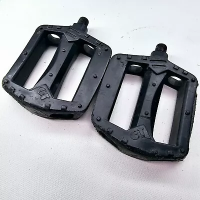 Vintage Old School BMX GT Pedals BLACK Bubble Font 1/2  Performer Freestyle Dyno • $28.50