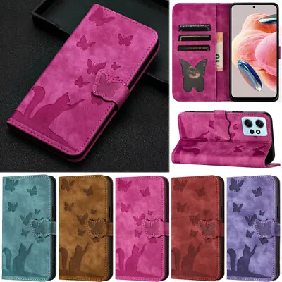 Butterfly Cat Wallet Flip Case Cover For Xiaomi Mi 12T Redmi Note 12 Note 12 Pro • $15.30