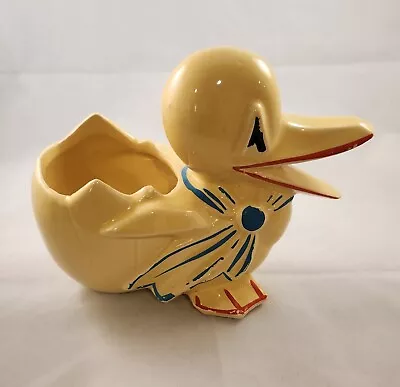 Vintage McCoy Ceramic Duck With Egg Planter | Yellow | Hand Painted | 1948 • $34.99