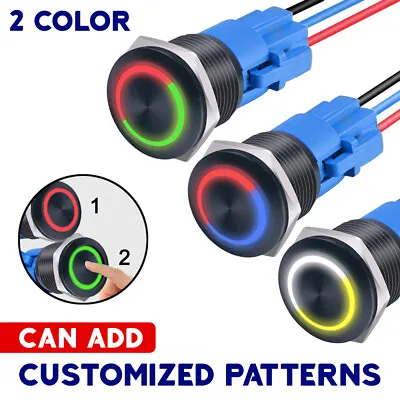 19mm 22mm Two Color Metal Push Button Switch Can Customized Patterns LED Car • $13.99