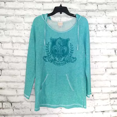 L'auberge Hoodie Womens Large Blue Long Sleeve Pullover Casual Louisiana • $27.99