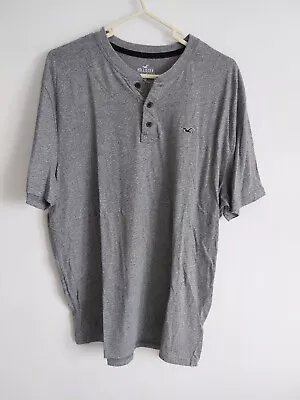 Hollister Mens Xxl 2xl  Grey  Henley  T Shirt Good Used Condition • £15.99