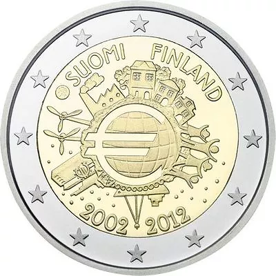 2012 Finland € 2 Euro Uncirculated UNC Coin  10 Years Of The Euro  • $7.25