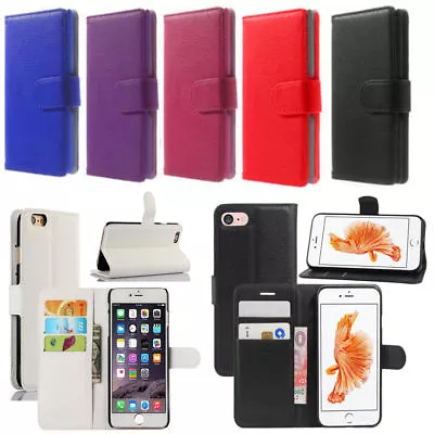 Case For Apple IPhone 6 7 8 5S SE Plus Cover Real PU Leather Flip Wallet • £4.99