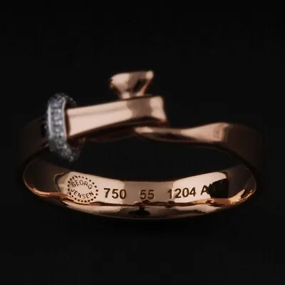 Georg Jensen Gold Ring # 1204A. R/W. 18 Ct. Diamonds. Vivianna Torun. NEW! • $995