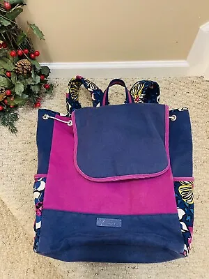 Vera Bradley African Violet Backpack Canvas Laptop Carryall College Blue Utility • $39.95