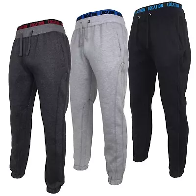 Mens Joggers Jogging Bottoms Pants Fleece Cotton Elasticated Jacquard Waistband • £5.95