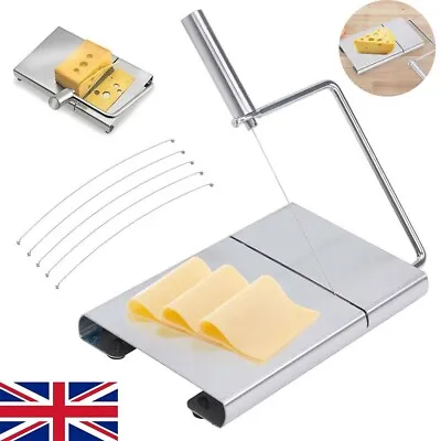 Cheese Slicer Butter Cutter Stainless Steel Board With Cutting Handle + 6 Wires • £7.69