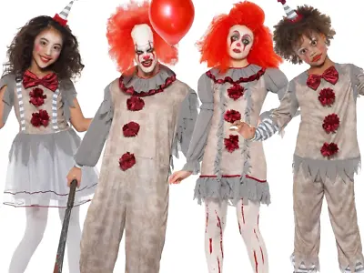 Vintage Clown Costume Adults Kids Halloween Horror Scary Fancy Dress Pennywise • £29.99