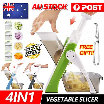 Vegetable Slicer Mandolin Kitchen Food Chopper Multifunction Dicer Grater 4IN1 • $17.85