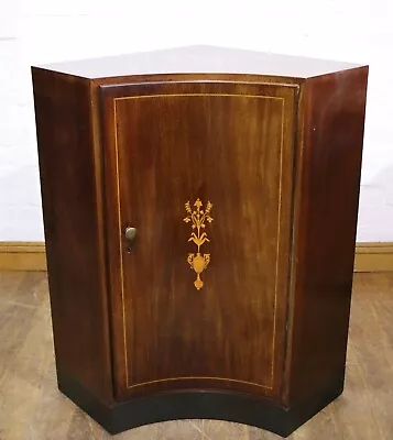 Antique Victorian Inlaid Mahogany Inverted Bow Front Corner Cabinet - Cupboard • £145