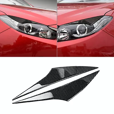 For Mazda 3 Axela 2014-2016 Carbon Fiber Headlight Eyelid Eyebrow Cover Trim • $27.62