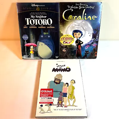 MY NEIGHBOR TOTORO / CORALINE / A LETTER TO MOMO (DVD) W/ Slipcovers - Animation • $34.97