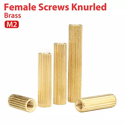 M2 Brass Standoff Spacer Pillar Female Screws Knurled Round Pillars Nuts Dia 2mm • £1.43