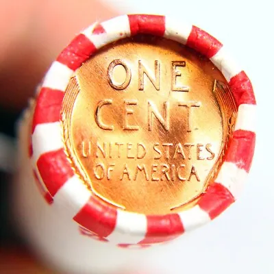 BU Penny Back Showing On End Of 50 Coin Circ Wheat Cent Shotgun Roll • $11.50