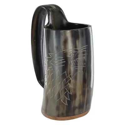 Norse Viking The Hooded Raven Tankard Fenrir Engraved Drinking Horn Mug • $42.29