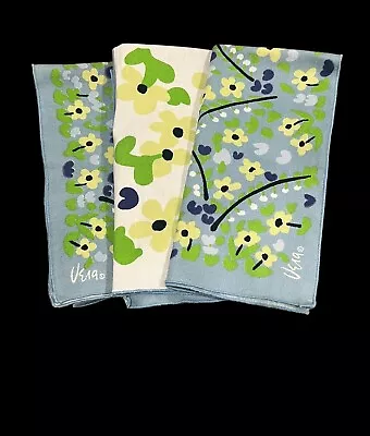 Vera Neumann Linen Blue Spring Floral Kitchen Tea Towel Square 19.5”x19.5”  • $24