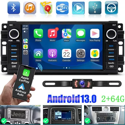 64GB Android 13 For Jeep Wrangler Dodge Chrysler BT Carplay Car Radio GPS Stereo • $164.90