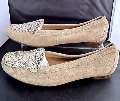 £18 • Buy Footglove Tan White Animal Print Leather Suede Pumps UK 6.5 Flats Ballerina