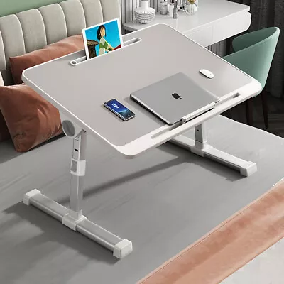 Folding Laptop Table Bed Computer Breakfast Desk Stand Adjustable Portable Tray • £20.95