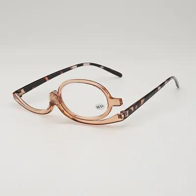+100 Khaki Women Magnifying Makeup Reading Glasses Flip Make-up Clear Eyeglasses • £2.59