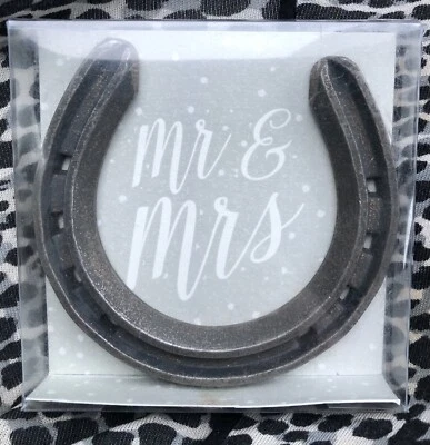 £7.50 • Buy East Of India  Mr & Mrs  Lucky Horseshoe Wedding Iron Metal New Boxed Charm