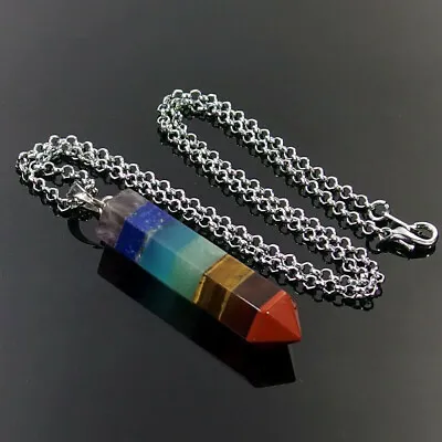 7 Chakra Healing Crystals Necklace Pendant Reiki Energy Pendulum Women Jewelry • $3.69