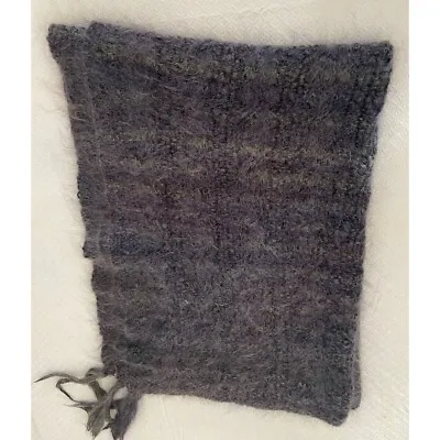 Mohair Wool Throw Blanket Wrap Charcoal Gray Sofa Couch Hand Knitted By Jennifer • $39.20