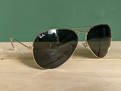 Ray-Ban Aviator LARGE Sunglasses Gold Frames And Green Lenses. Classic Style • £60