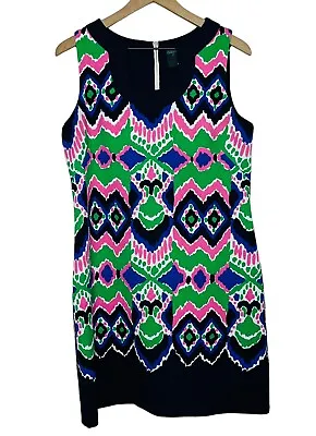 Gabby Skye Multicolor Retro Mod Print Sleeveless Shift Dress Size 12 • $10