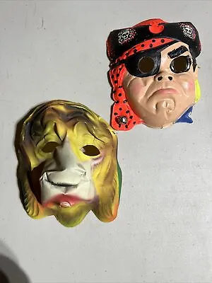 VTG 2  HALLOWEEN Costume Masks Collegeville PIRATE & DOG Old As Shown • $8