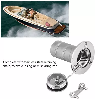 Marine Boat Deck Fuel Filler With Key Cap 1-1/2   Stainless Gas Tank Deck Fill • $24.61