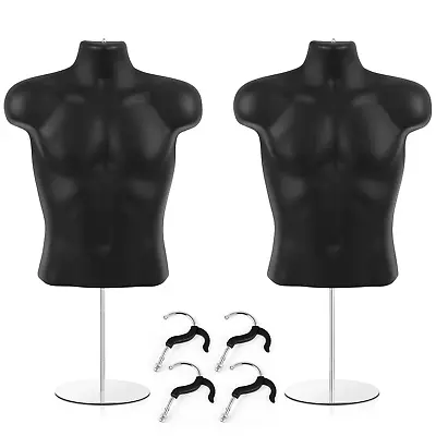 2 Pack Male Mannequin Torso Dress Form Mannequin Body T Shirt Display With Stand • $86.61