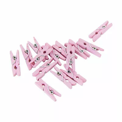 Mini Wooden Pegs X 24 Pink Craft Supplies Photos Baby Shower Party Decorations • £6.22