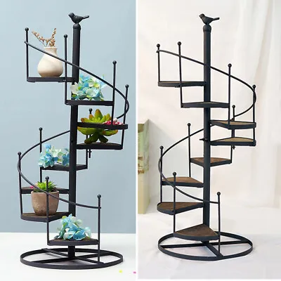 8 Tiers Spiral Staircase Plant Stand Metal Flower Pot Ladder Shelf Display Rack • £17.95