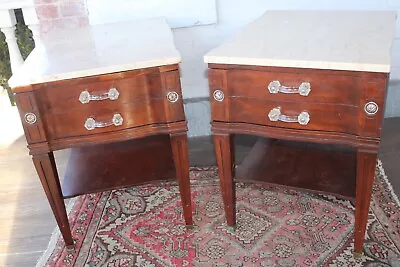 Pair Vintage Marble Top Tables (Marble From Portugal) 1949 • $449.97