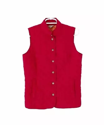 J.JILL Vest Size S Red Quilted Pockets Snap Closure • $20