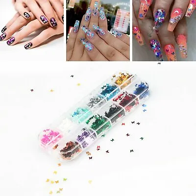 Nail Glitter Sequins Holographic Laser Butterfly Flakes Nail Art 3D Decoration • $6.39