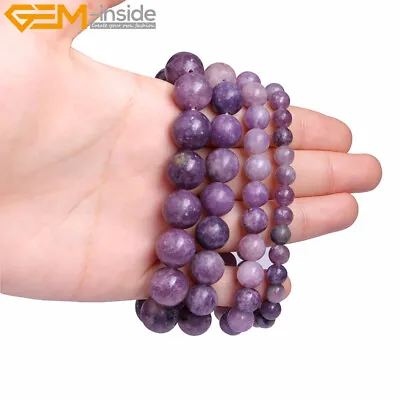 Stretchy Natural Purple Tourmaline Lepidolite Beaded Jewelry Elastic Bracelet 7  • $6.73