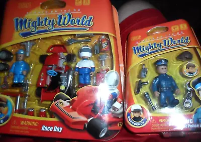 Mighty World Race Day Town Life Playset 8691 25pc & Police Officer Marc Figure • $29