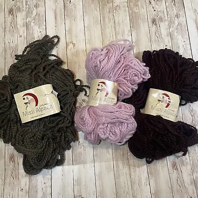 Lot Of Misti Alpaca Chunky 100% Baby Alpaca Yarn Green Pink Burgundy 300g • $39.99